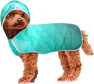 Aqua Turquoise Gradient Pet Bathrobe Dog Drying Towel with Hood Wearable Dog Towel