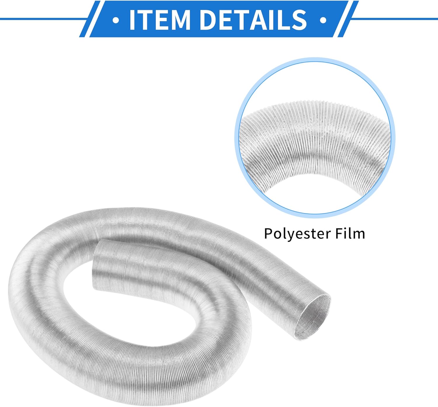 60mm Dia 180cm Car Heater Duct Pipe Aluminum Foil Warm Air Ducting Hose for Diesel Heater Silver Tone