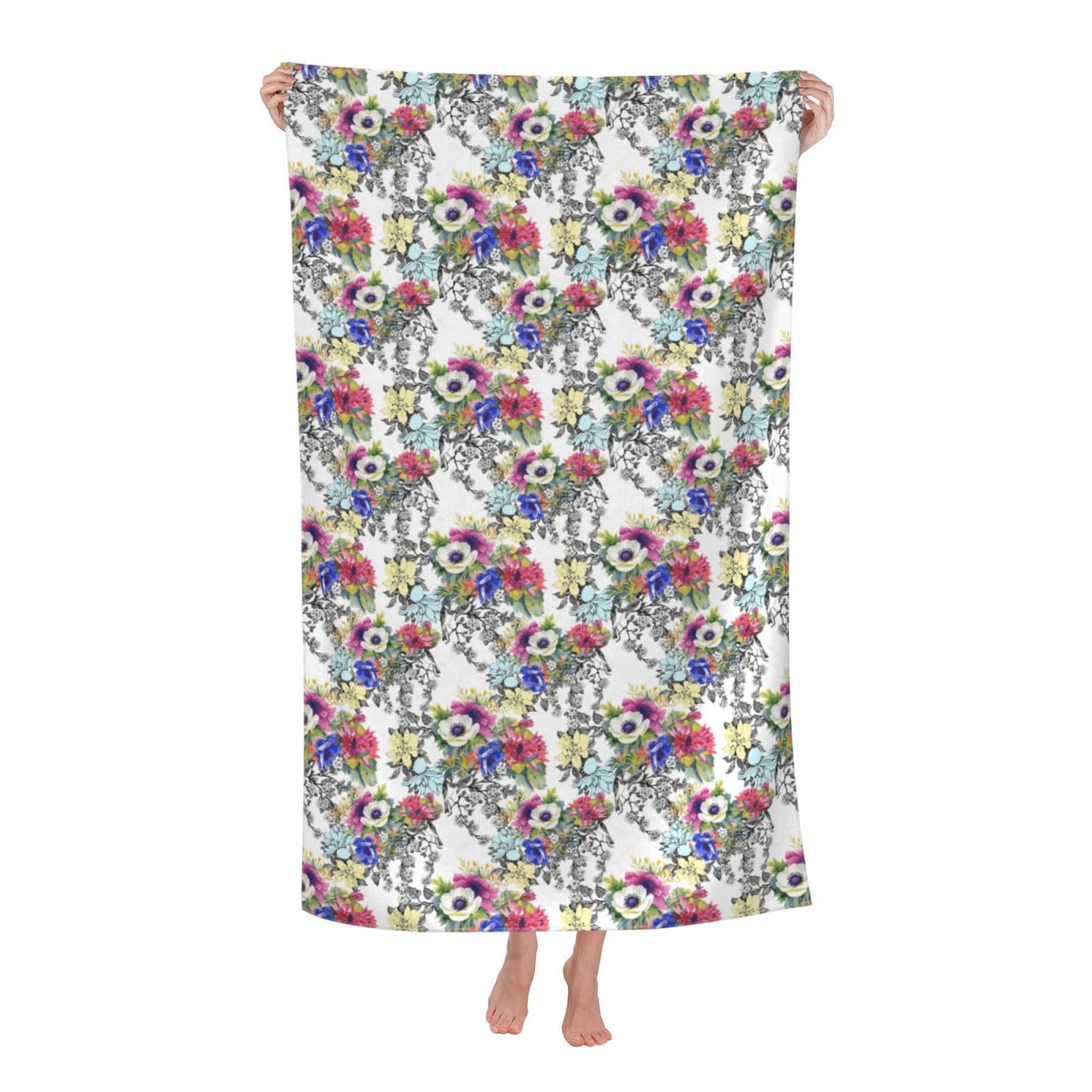 Cbaaghh Garden Blossoming Wildflowers Birds Leaves Branches Print Adult Beach Towels,Beach & Pool Towel,Beach Towels,Towels For Camping