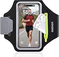 Vista 10 de Brazalete para correr con funda para auriculares y ranura para tarjetas, soporte para teléfono para iPhone 17 16 15 14 Pro Max Plus Galaxy S25 S24
