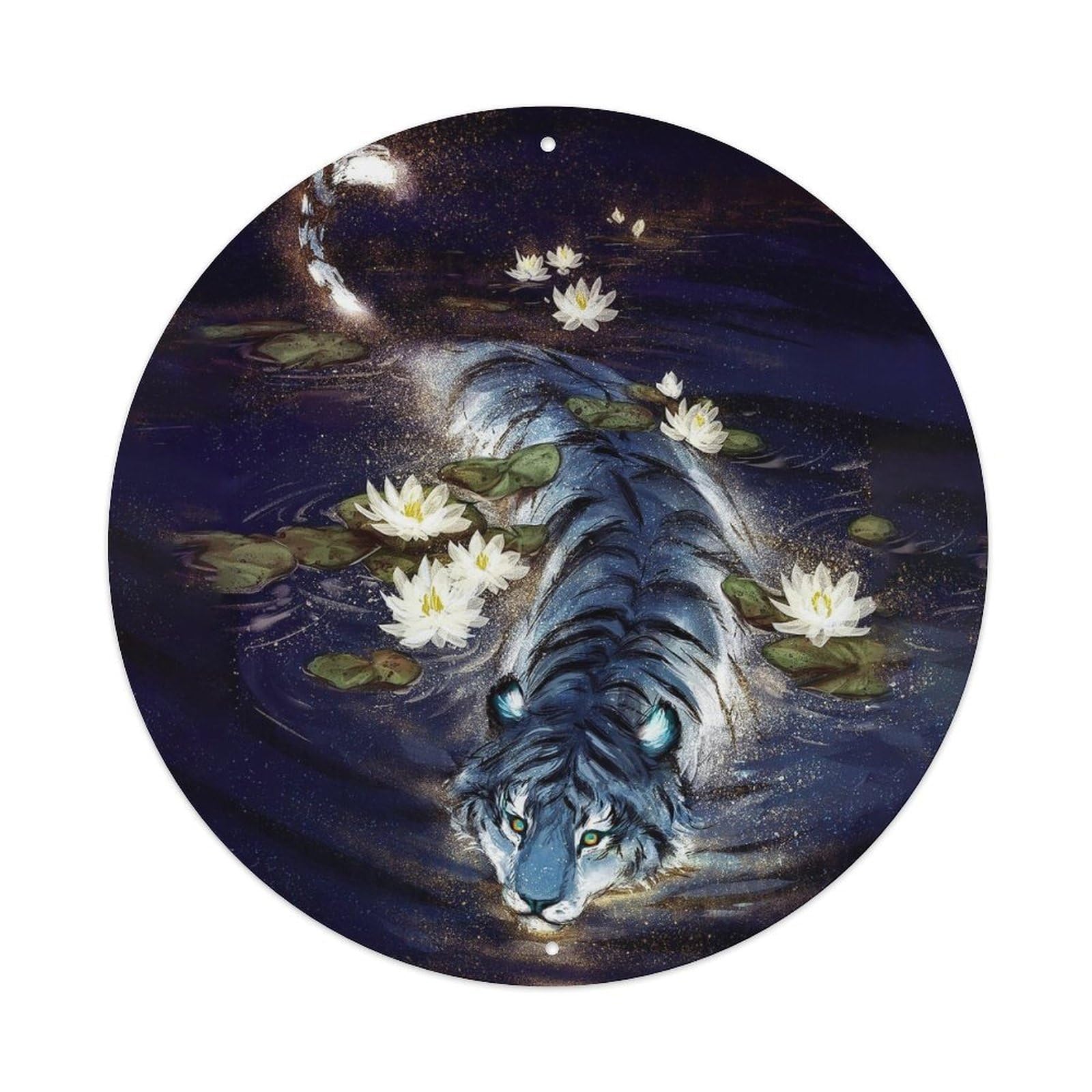 Animals Tiger in The River Vintage Metal Tin Sign Plaque Wall Decor for Cafe, Club Bar, Office, Garden Metal Poster 8x8Inch