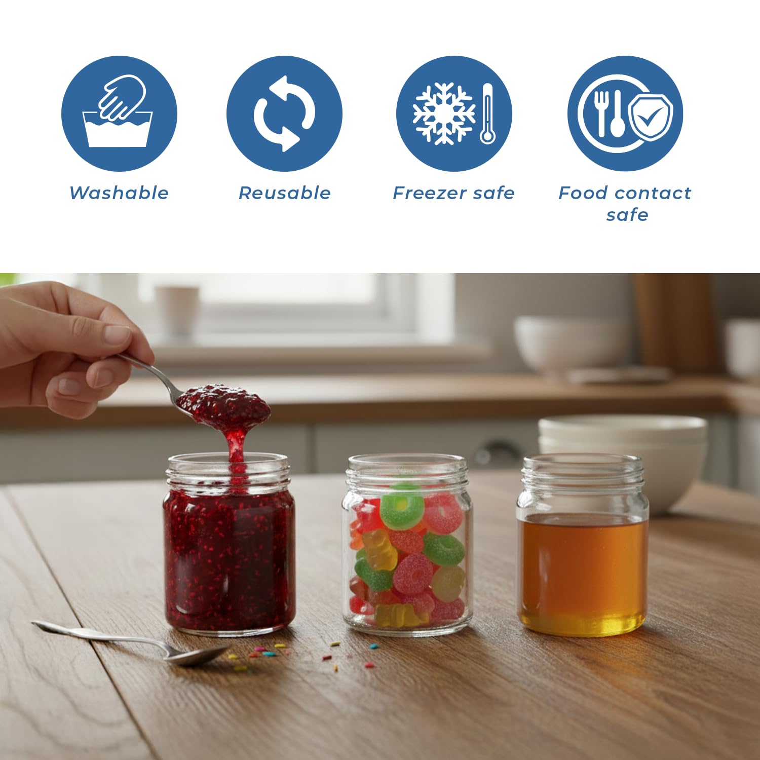 Espirito Rebelde Lot de 20 Pots en Verre Vides avec Couvercle Doré de 100 ml - Pots pour confitures, Bocaux pour Conserves, Miel, Yaourt, Marriage