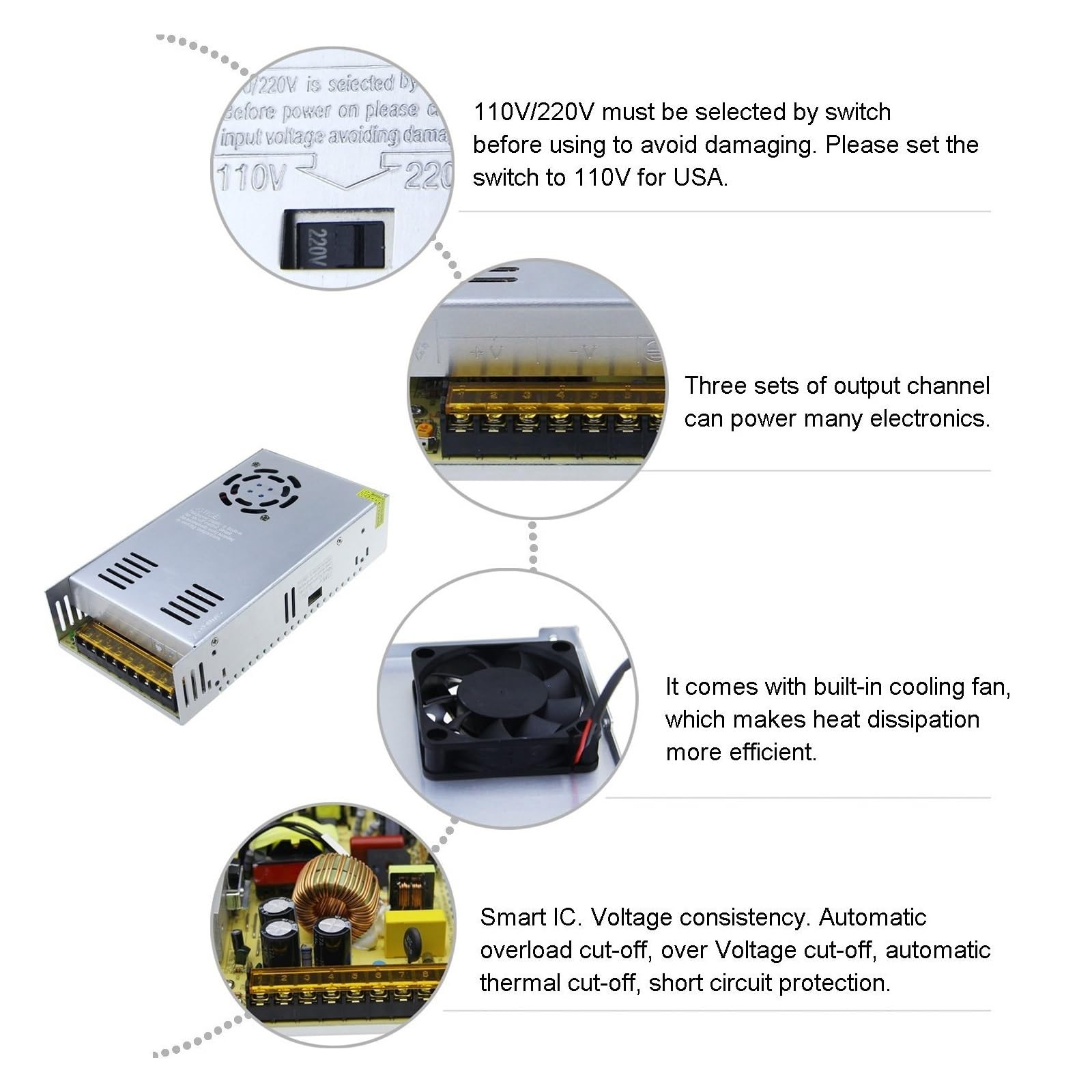 Fuente Alimentacion Regulable, Fuente de alimentación conmutada de 27 V CC, transformador de 360 ​​W, 480 W, 500 W, 600 W, 800 W, 1000 W, 1200 W, adaptador de alimentación de unidad LED(1000W)
