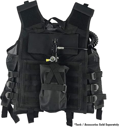 Miniatura 3 de Maddog Chaleco táctico de batalla de paintball Pod y tanque titular caminar en escenario y juegos de Woodsball - Negro, Solo chaleco negro