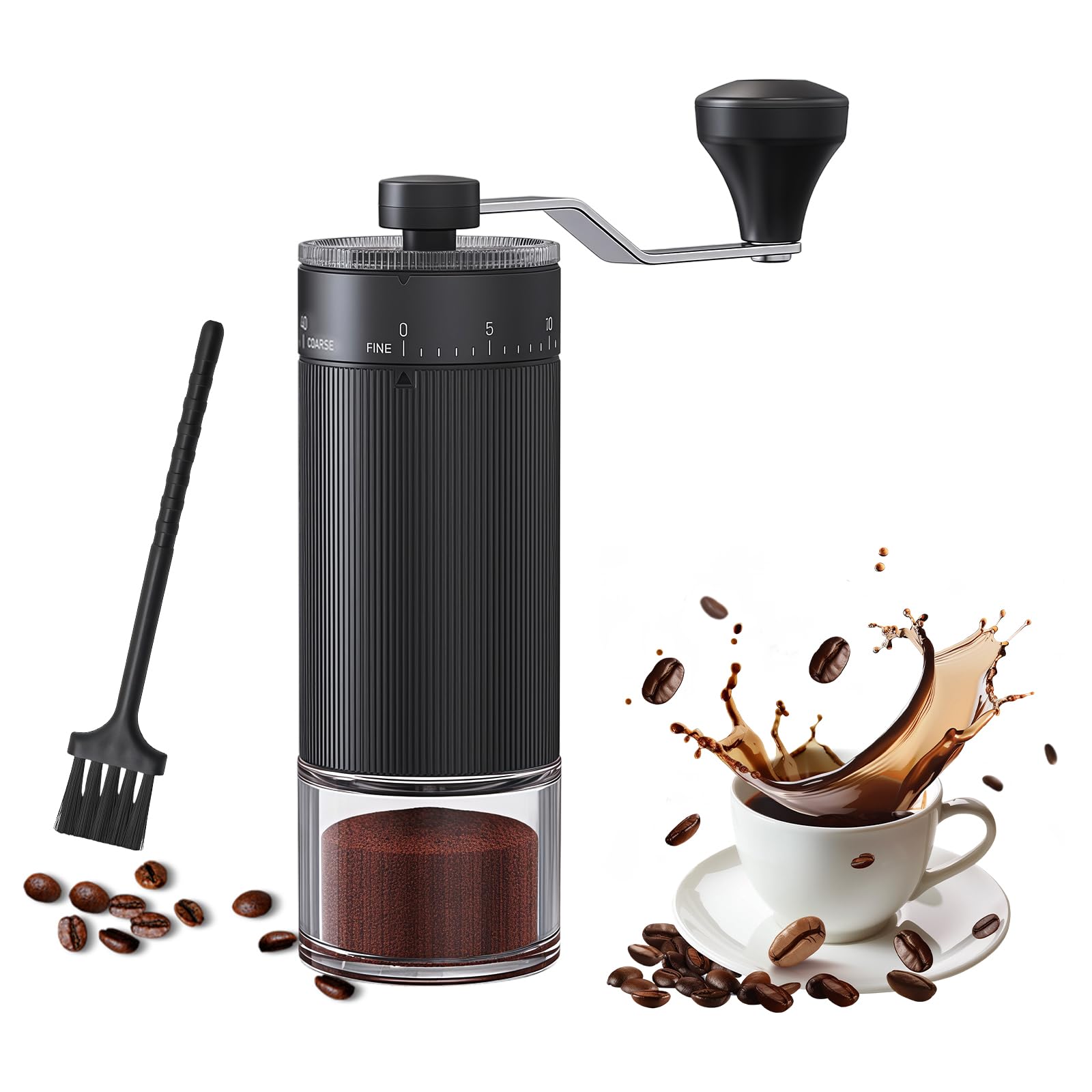 Manual Coffee Grinder 30g Capacity, Coffee Bean Hand Grinder with 40 External Adjustable Settings for French Press, Drip, Espresso, Moka pots