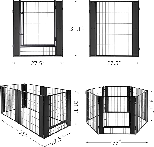 Miniatura 3 de Corralito para perros, 31.5 pulgadas de altura, resistente, seguro y resistente, valla plegable para perros para uso en interiores y exteriores