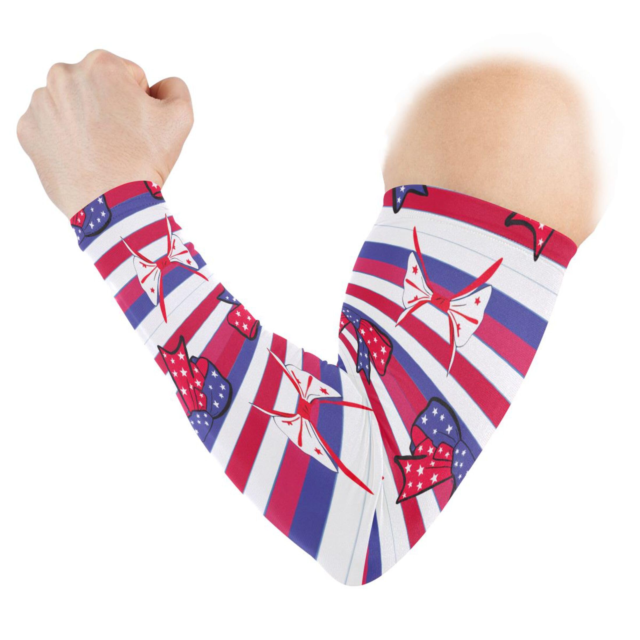 Takiito Independence Day Bows Arm Sleeves for Men Women, Cooling Arm Sleeve UV Sun Protection Compression Arm Sleeve, Breathable & Moisture Wicking
