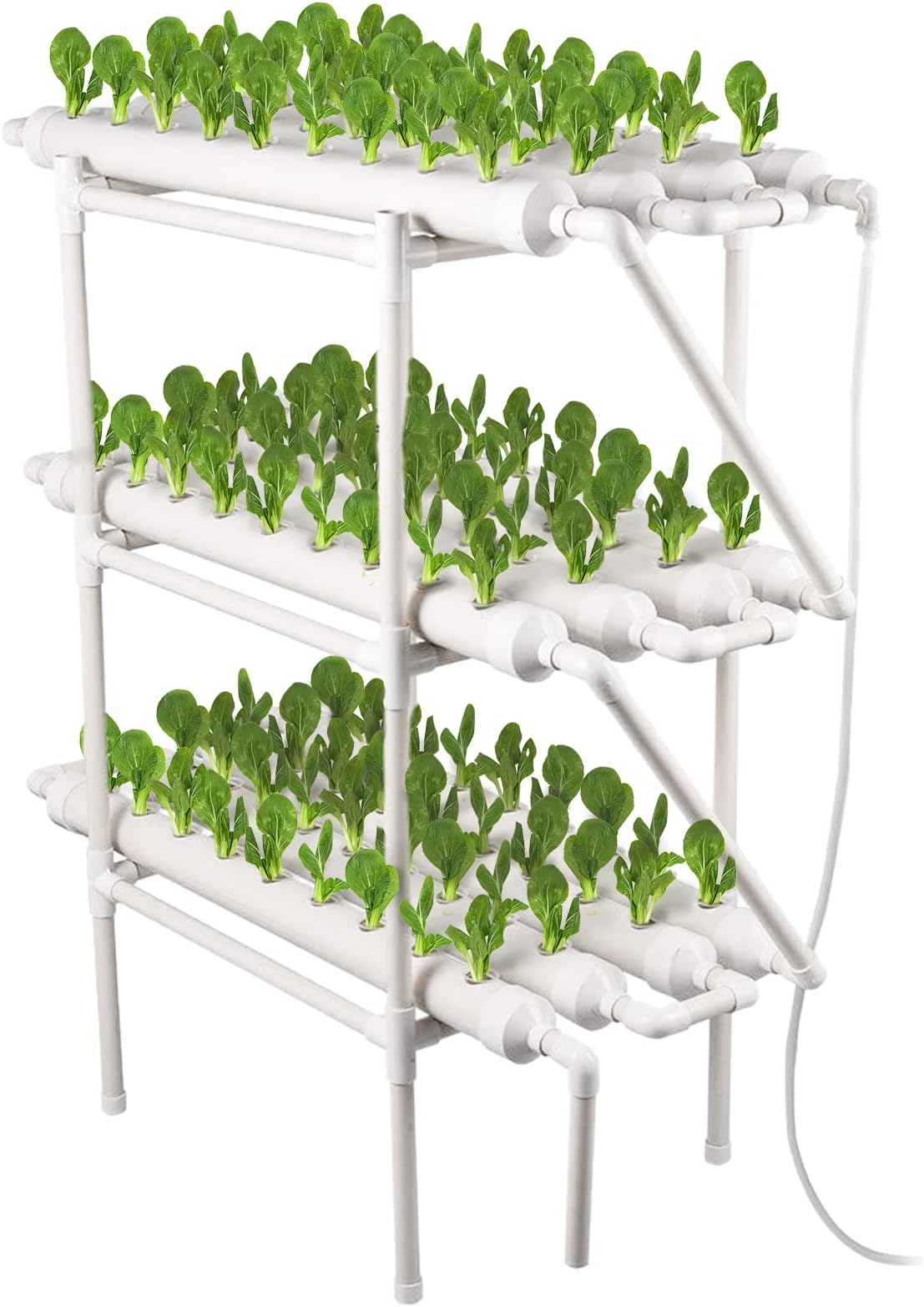 TOPQSC 3 Layers 108 Sites 12 Pipe Hydroponic Grow Kit No Soil Hydroponic Site Grow Kit Culture Hydroponics Growing System For Vegetables, Salad Greens, Flowers, Fruits