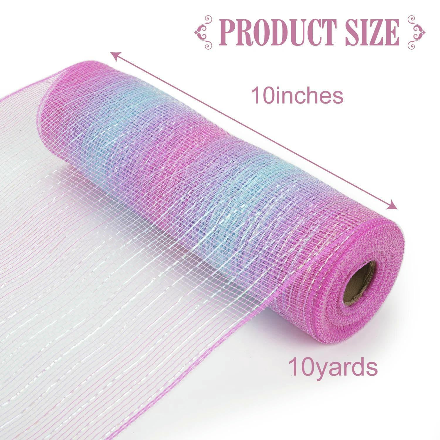 Rollen 10 Zoll x 30 Fuß Polyester-Dekorationsnetzband mit Metallic für Feiertage, Neujahrskränze, Kunsthandwerk, Haustürdekoration - 4-10 Zoll