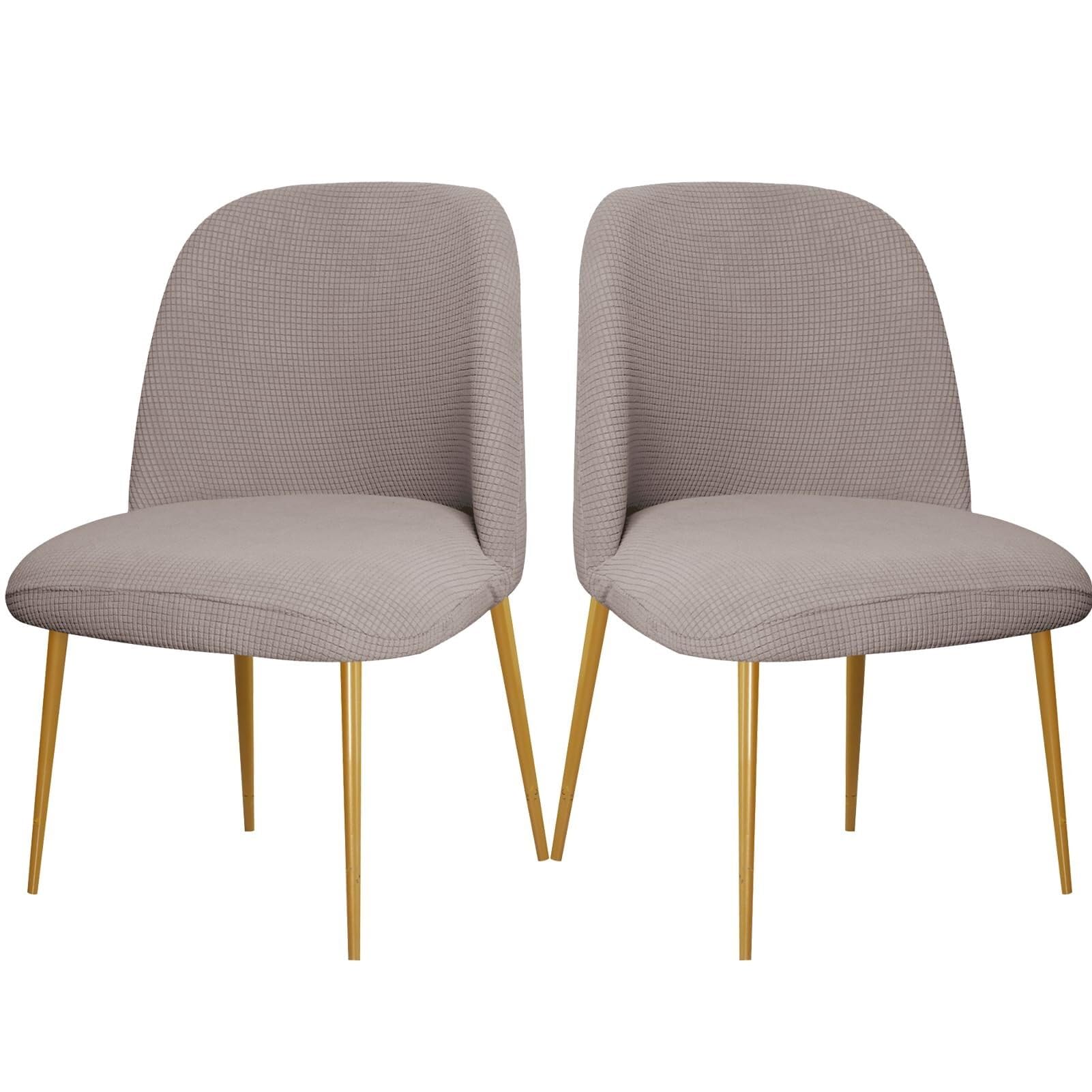 NMVAWIPT Curved Back Dining Chair Covers, Semi Circle Protectors, Polyester Jacquard Fabric, Machine Washable(Khaki,2Pcs)