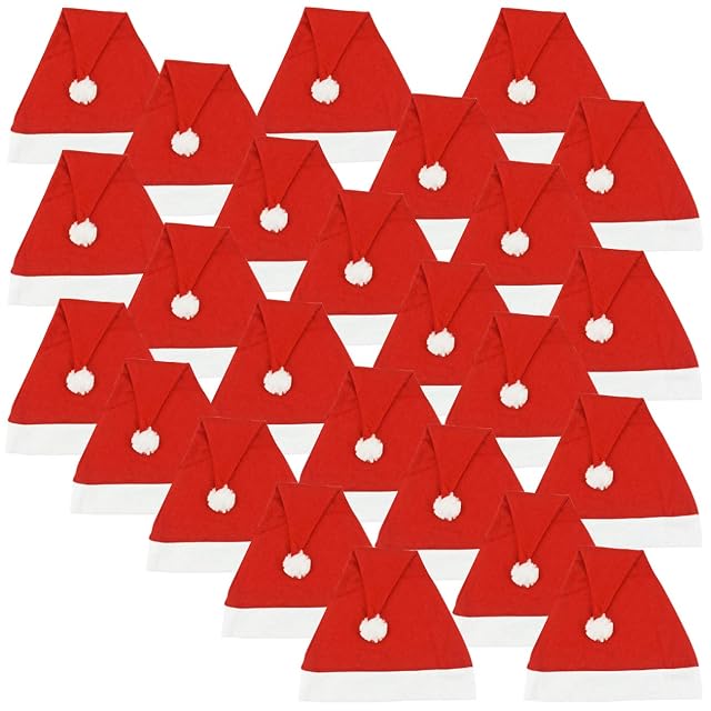 Ciffre Lote de 25 Gorros de Navidad Gorro de Invierno Papá Noel Felices Rojo Roja M1