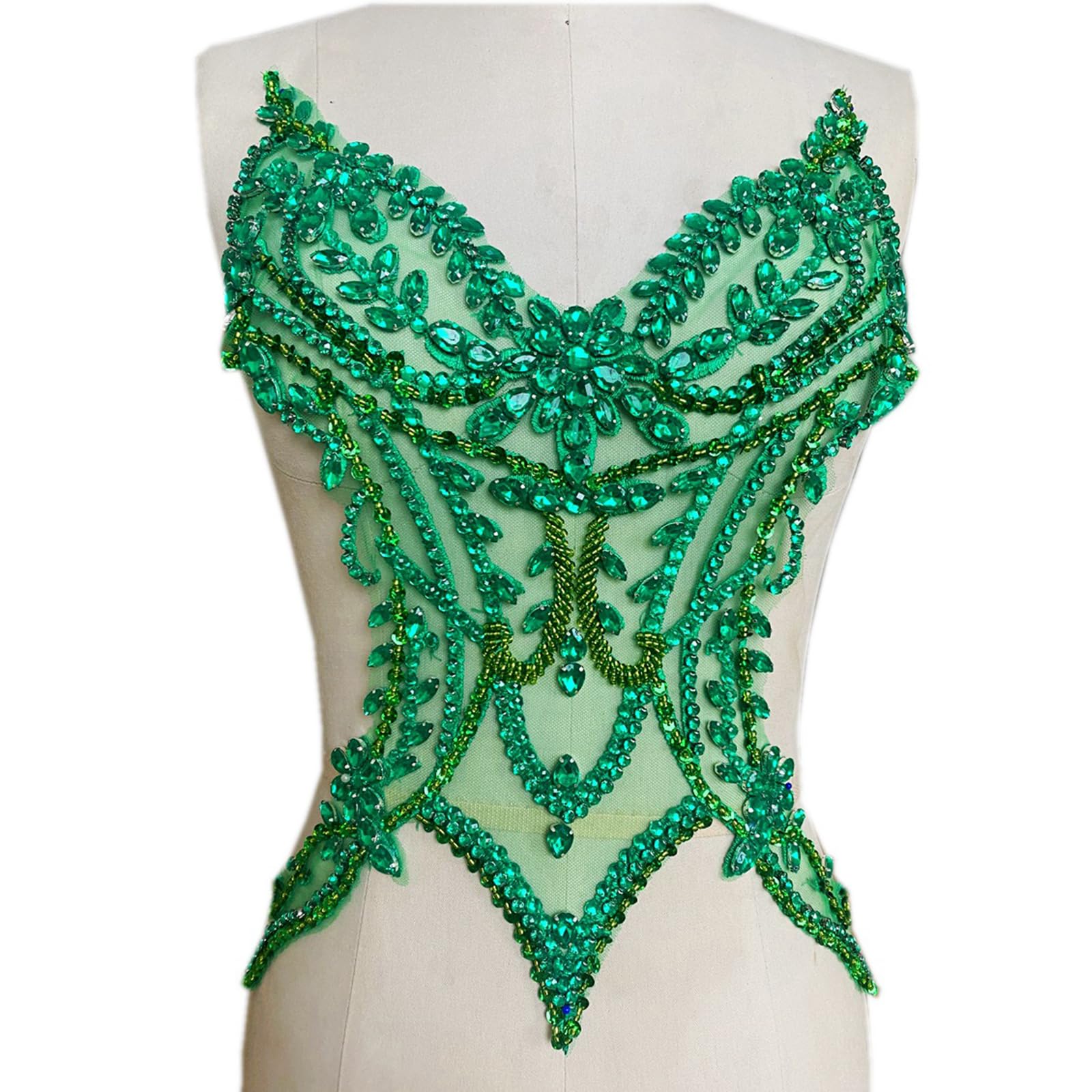yanwuwa 3D Costumes Appliques Patches Hand Beaded Patches Rhinestones Sew on for Wedding Dresses and Prom Clothes Hand Beaded