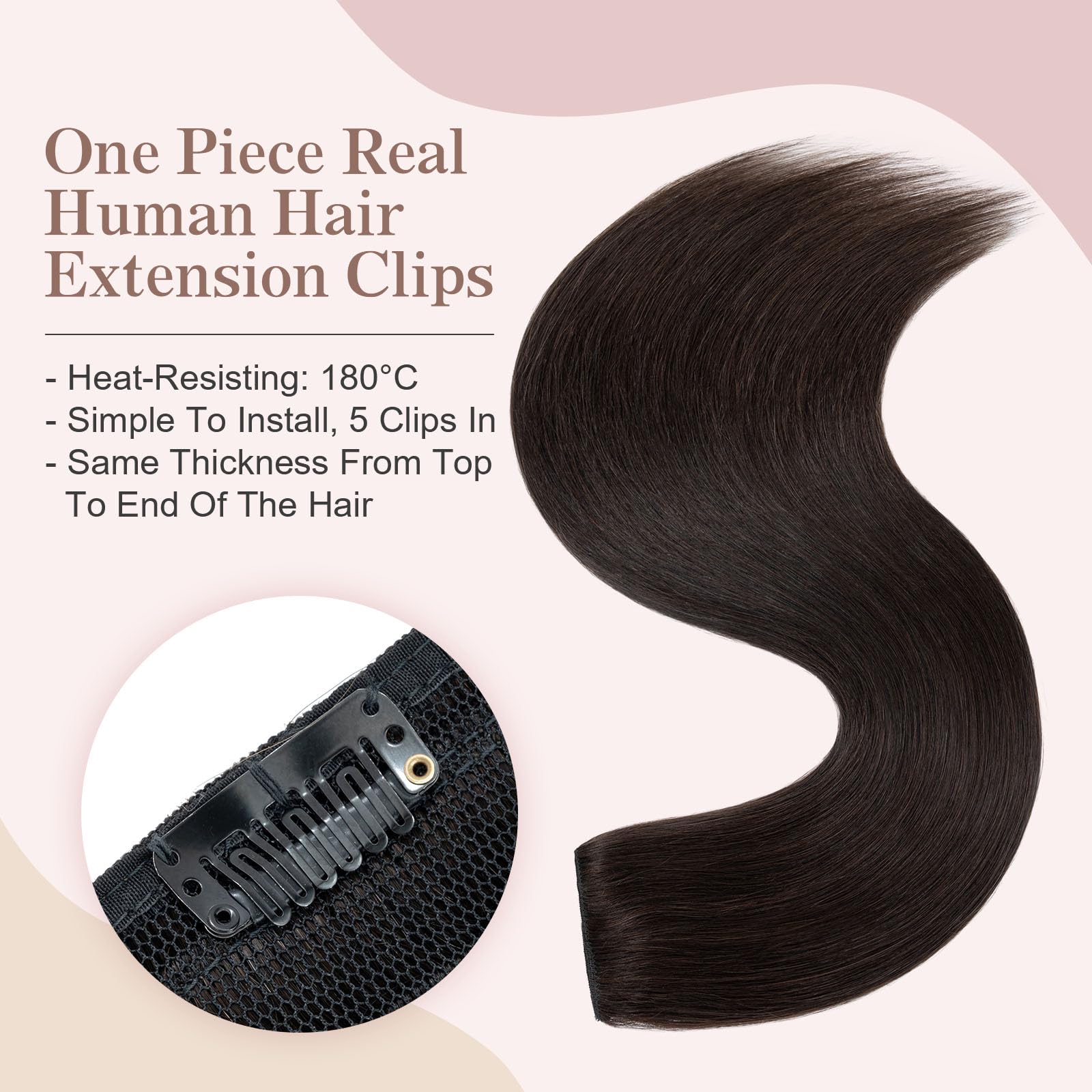 SEGOHAIR Hair Extensions Clip in Human Hair Extensions, 10" One Piece 5 Clips Thick Clip in Hair Extension - Image 2