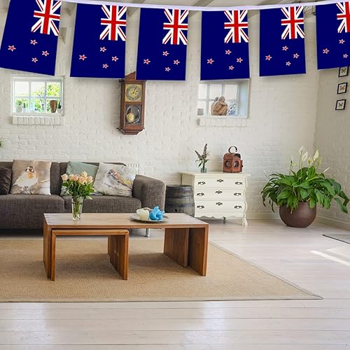 Miniatura 3 de MacLand 30 cuerdas de bandera de Nueva Zelanda, banderines de 32 pies de neozelandés, pancarta decorativa para decoración de patio interior al aire
