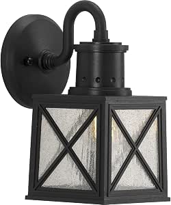 Progress Lighting Barlowe 1-Light Outdoor Wall Lantern In Antique Bronze With Clear Seeded Glass-190534