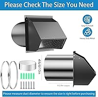 Vista 2 de Cubierta de ventilación de pared de 4 pulgadas con pantalla y amortiguador, tapa de cubierta de ventilación de escape de acero inoxidable