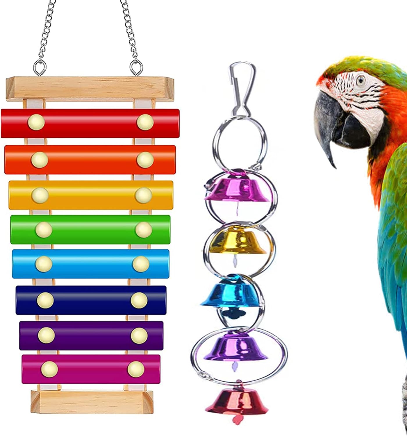 Fejapa Large Parrot Toy Bird Xylophone Toy Bird Cage Bell