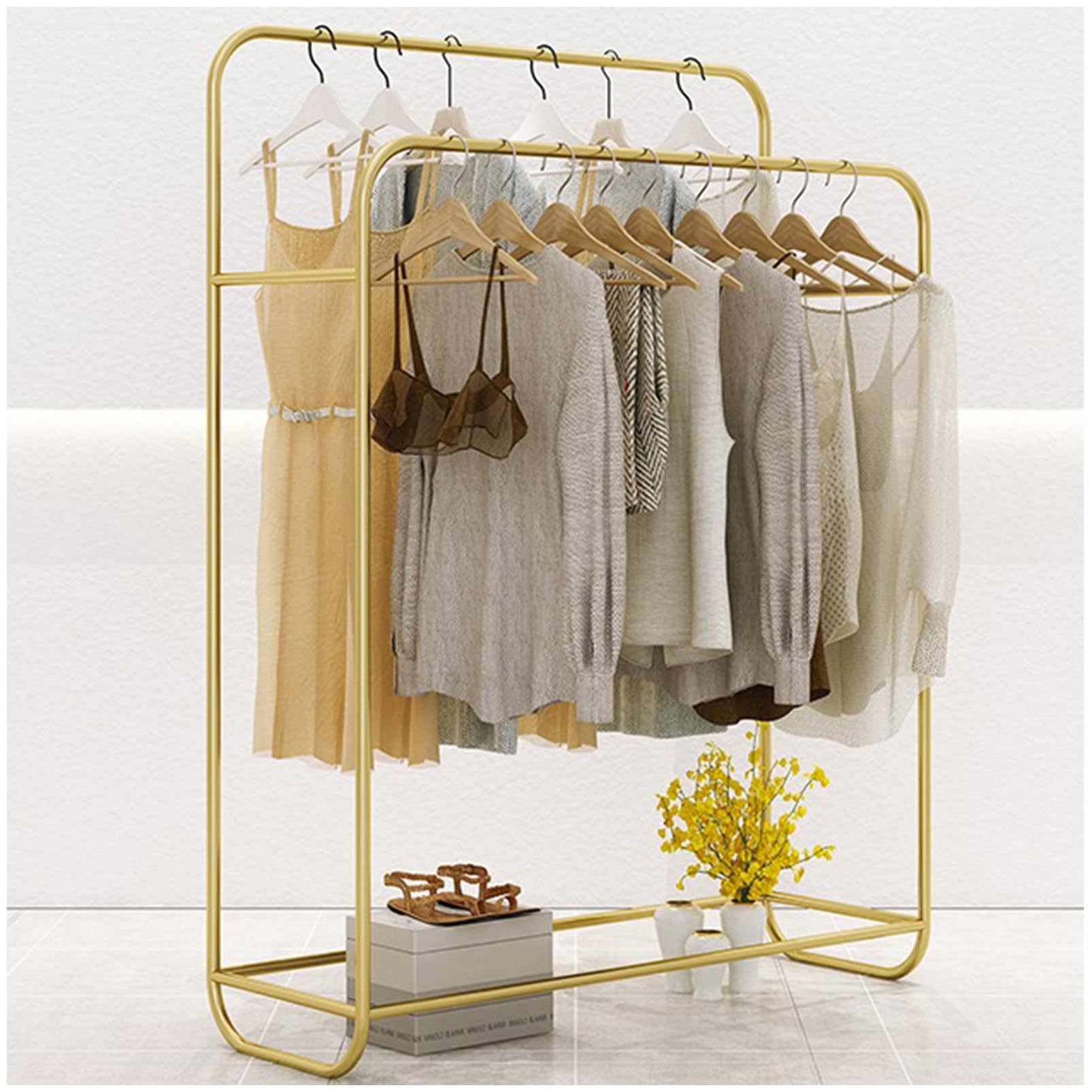 Présentoir à vêtements en or idéal pour dressing et magasin