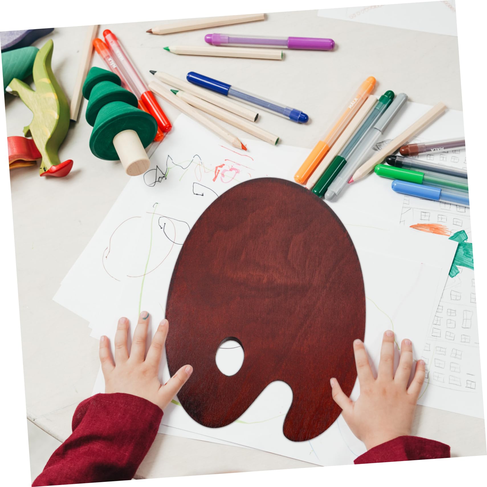 Holibanna 1Pc Wooden Painting Palette Color Mixing Tray for Artists Walnut Color Mixing Plate for Oil Painting Durable and Reliable School Pigment Plate for Amateurs