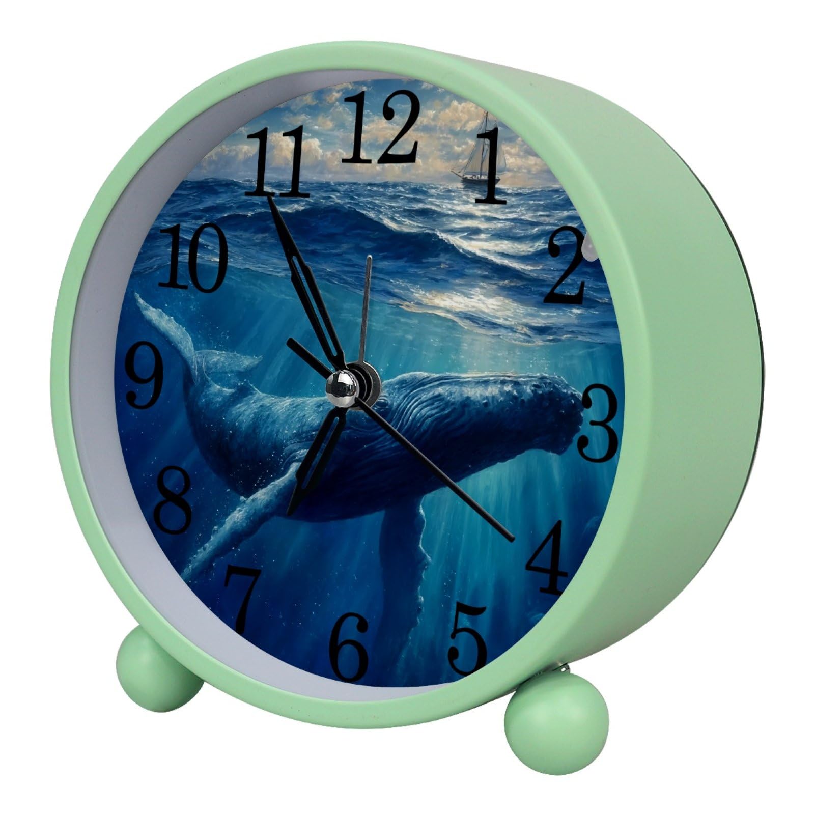 etoenbrc Watercolor Butterfly Silent Analog Alarm Clock Small Battery Operated Clock Slient Plastic Table Clock for Living Room Bedroom Color275