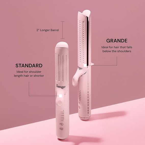 L'ANGE HAIR Le Duo Grande 360 Airflow 2 in 1 Straightener and Curler | 1 Inch Curling Wand & Titanium Flat Iron with 5.3 Plates | Hair Straightener & Curler for Long Hair (Blush)