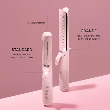 L'ANGE HAIR Le Duo Grande 360 Airflow 2 in 1 Straightener and Curler | 1 Inch Curling Wand & Titanium Flat Iron with 5.3 Plates | Hair Straightener & Curler for Long Hair (Blush)