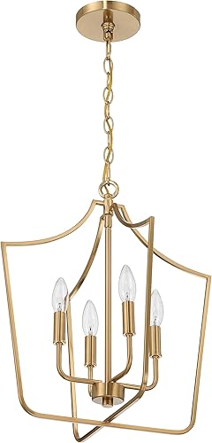 Creative Co-Op Constance - Lámpara de techo estilo candelabro de metal cónico con 4 luces, color dorado cepillado