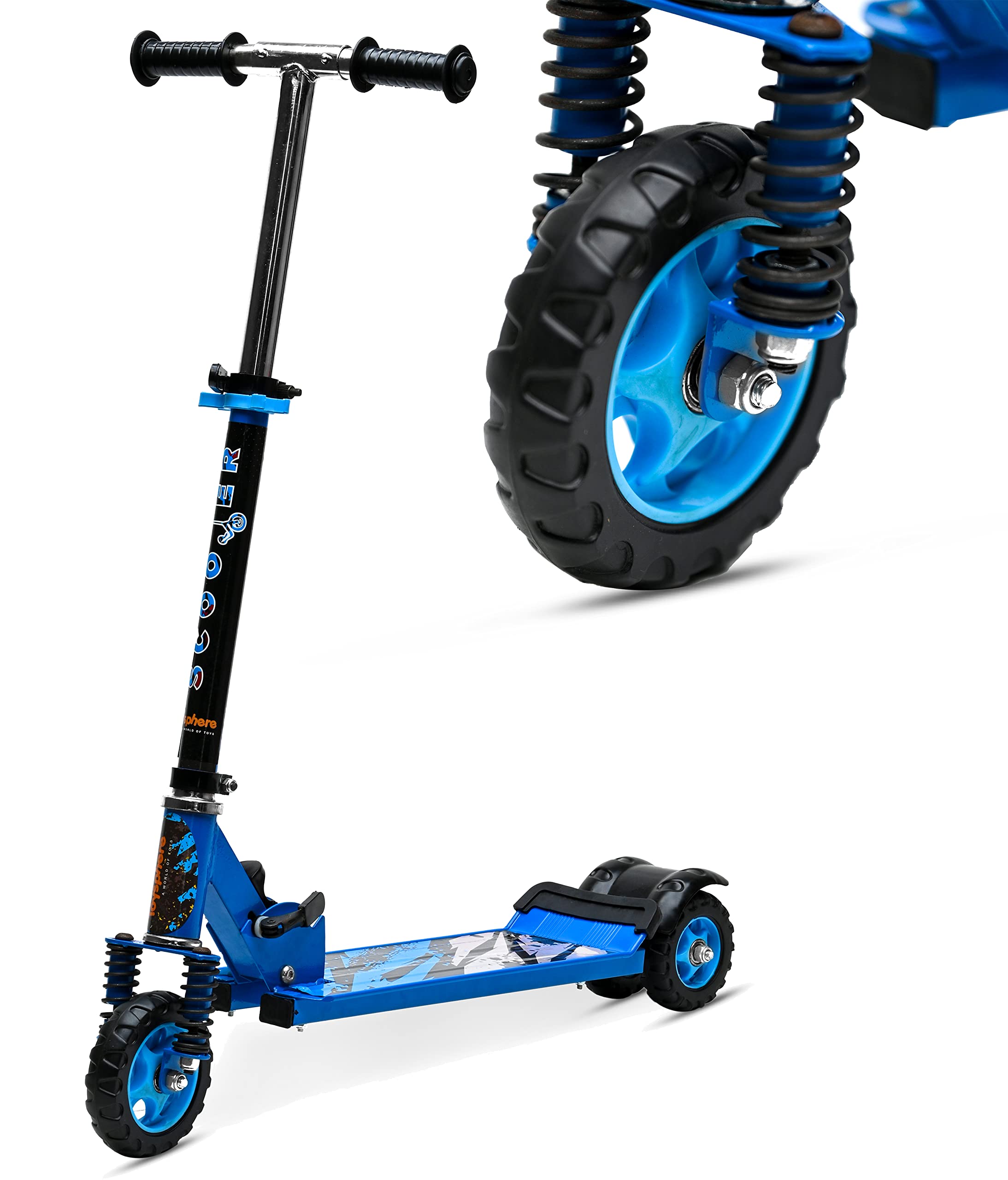Kick Steel Scooter for Kids, 3 Adjustable Height Scooter, Foldable & Attractive PVC Wheels with Rare Brakes for Kids Age Upto 3+ Years Strong Steel Base Heavy Dute UPTO 70kg (with SHOCKER) (BLUE) (B0C2X6P6TN) Amazon Price History, Amazon Price Tracker