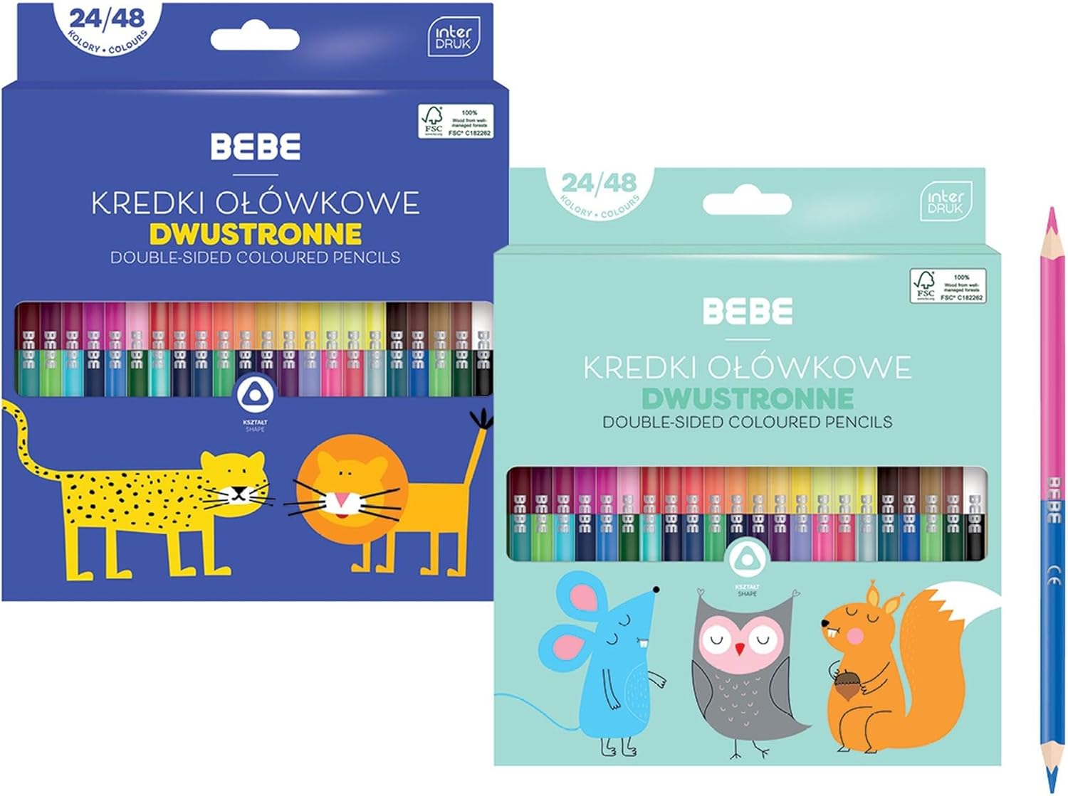Interdruk BeBe Kids Double Sided Colouring Pencils Pack of 24 48 Colours