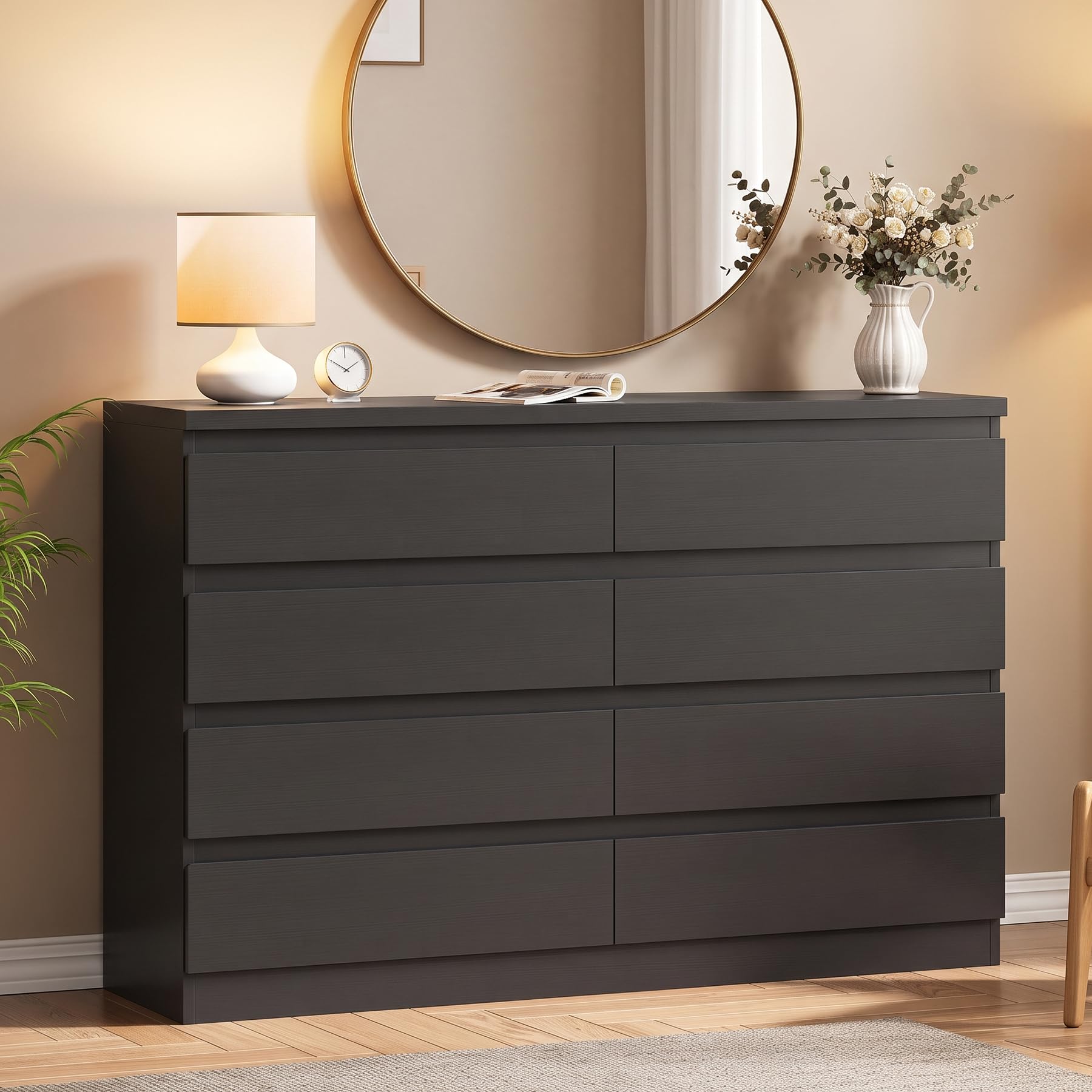 Photo 1 of MapleGrace Modern 8 Drawer Dresser, Black