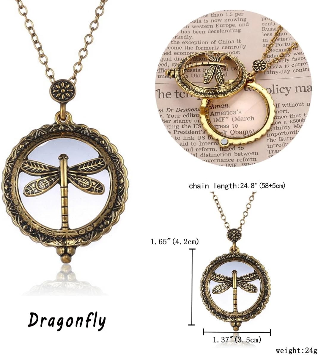 10X Portable Vintage Magnifying Glass Pendant Monocle for Reading Crafts Working Inspection Exploring (Snowflakes) - Image 3