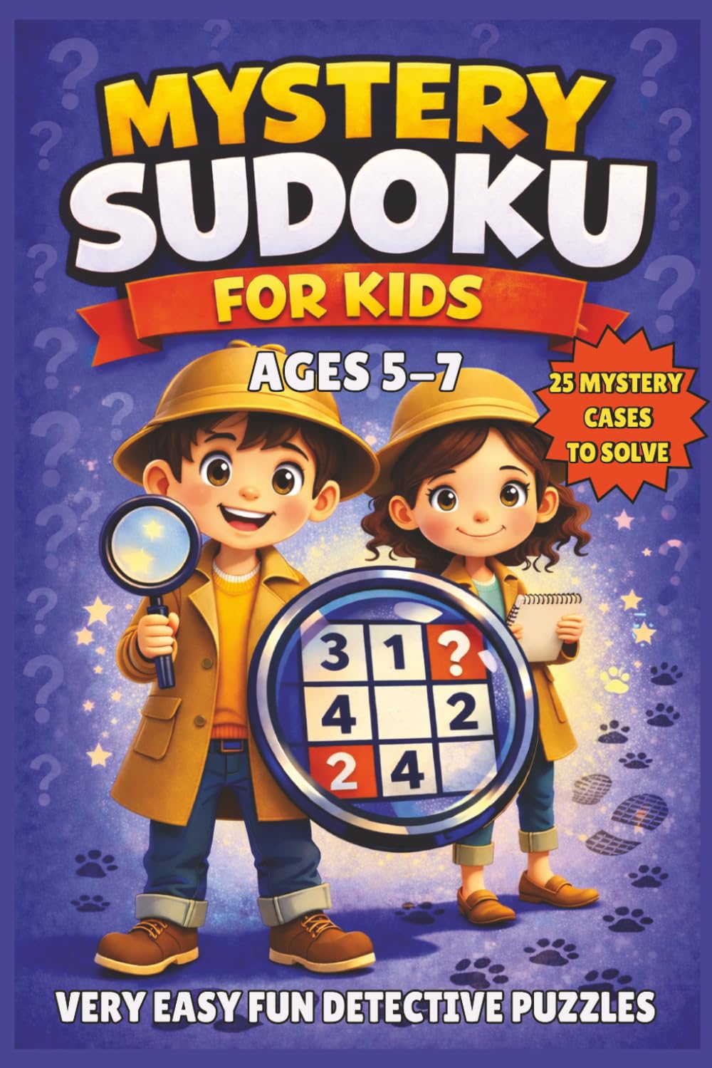 Mystery Sudoku for Kids: 25 Mystery cases to solve and close the misison | Very Easy 4x4 Sudoku beginner puzzles for Ages 5–7