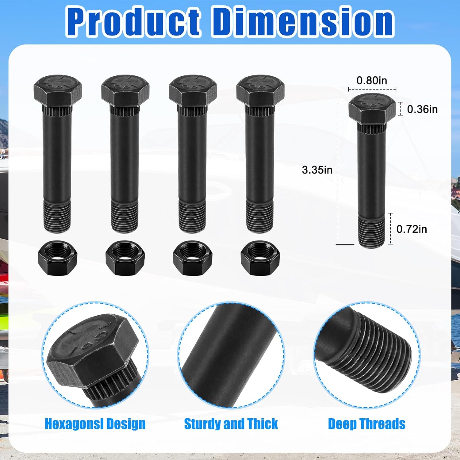 Square U Bolt Kit for Boat Trailer Axle Leaf Springs, U Bolts 2 Inch Wide for 2 x 2 Axle 4 3/4" Long Trailer Leaf Spring Shackle Bolts with Lock Nuts for 2000lb and 3500lb Heavy Duty