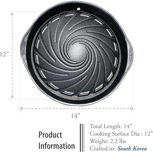 Miniatura 5 de TECHEF - Sartén antiadherente para barbacoa coreana con nuevo revestimiento antiadherente seguro de teflón (libre de FOA) (negro)