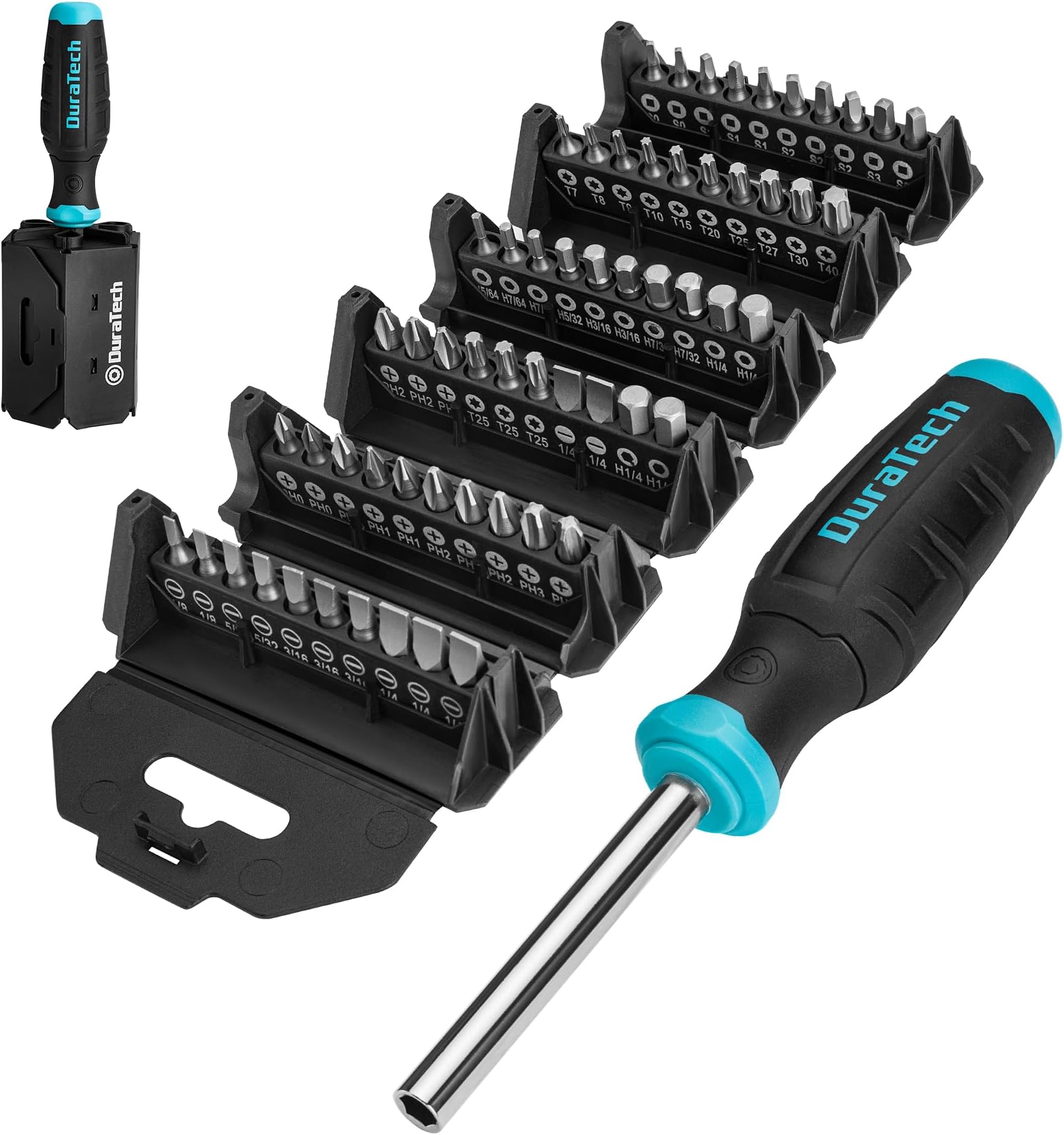 Screwdriver, Multi-Function Screw Driver Set with 60 Replaceable Cr-V Bits(Flat, Phillips, Torx, Hex, Square), All in One Screwdrivers with Rolling Barrel Bits Holder