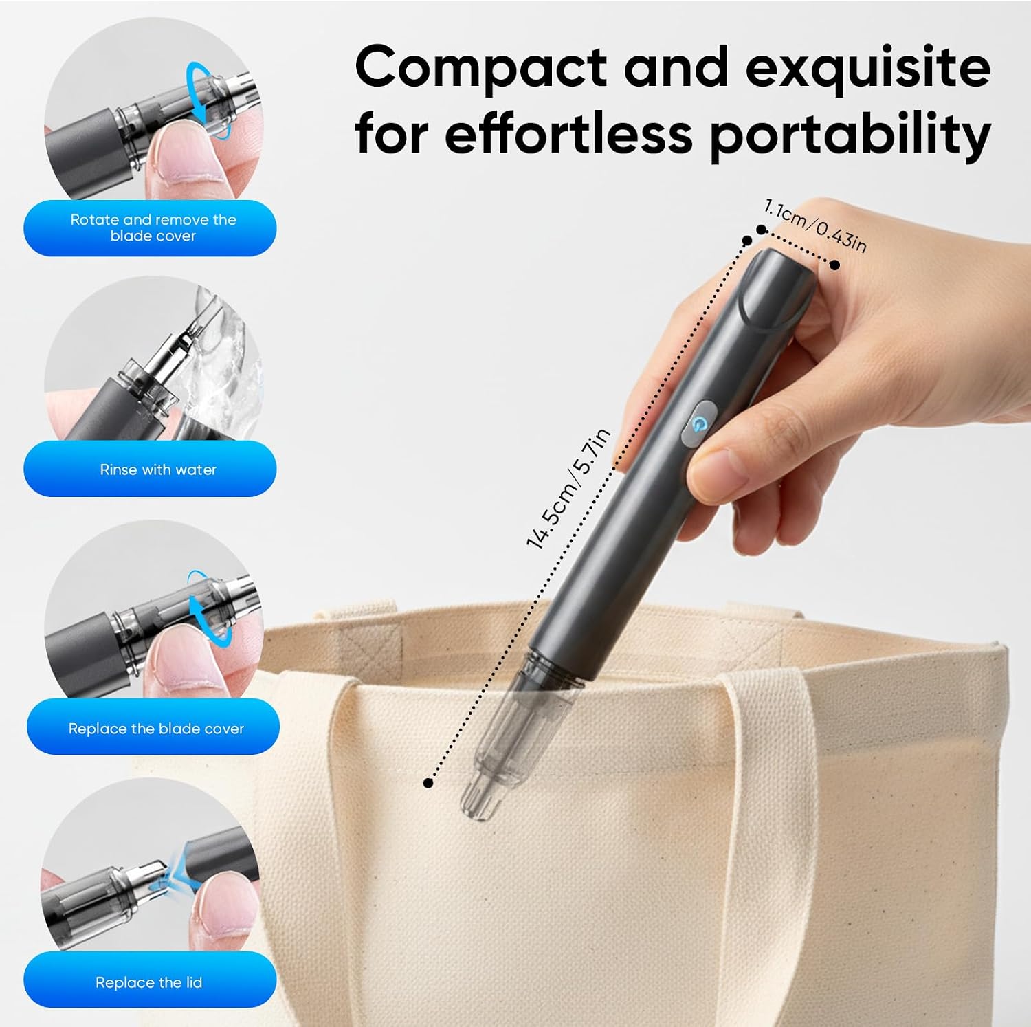 Ear and Nose Hair Trimmer for Men and Women, Visual Nose Hair Trimmer HD Camera, Compatible Android and iOS, USB-C Charging, Travel Trimmer, Dual Edge Blades for Easy Cleansing (Gray)