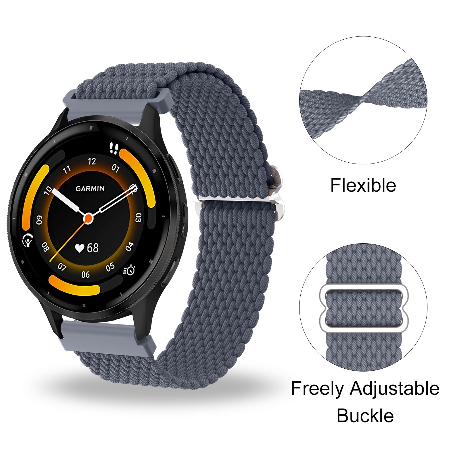 Bracelet Nylon Niboow 22mm Pour Garmin, Huawei, Samsung