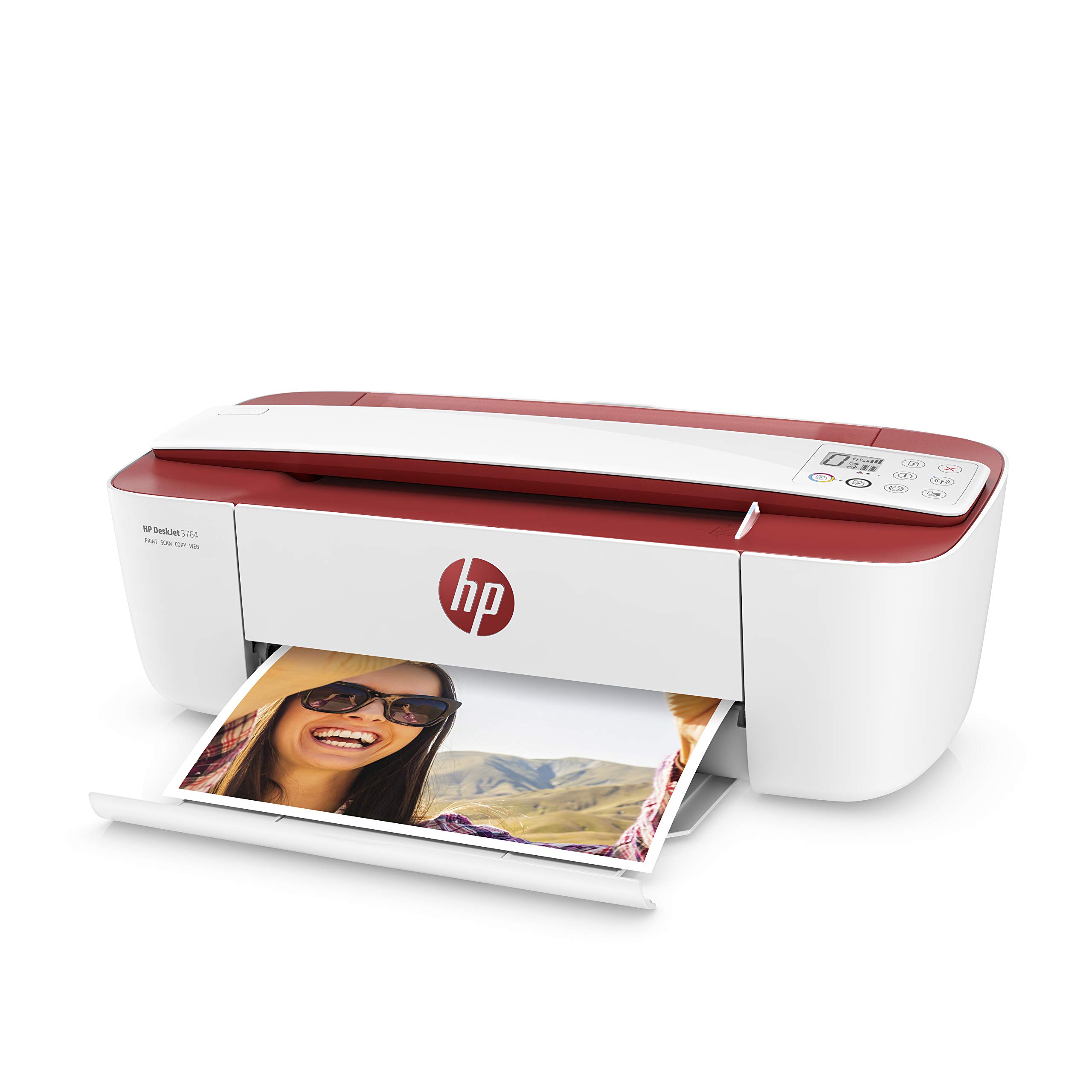 HP DeskJet 3764 Multifunktionsdrucker (Drucken, Scannen, Kopieren, WLAN, Airprint, mit 2 Probemonaten HP Instant Ink Inklusive) rot