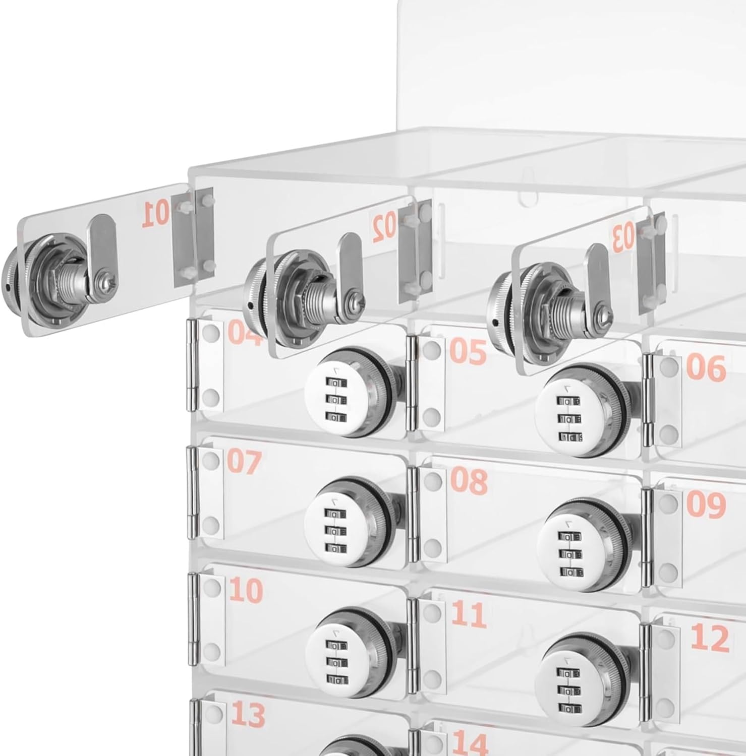 Portable Mobile Phone Storage Box,Acrylic Cell Phone Locker for Classroom Wall-Mounted Cell Phone Locker Box with Combination Lock Cell Phone Holder Storage,One Color-12Slots