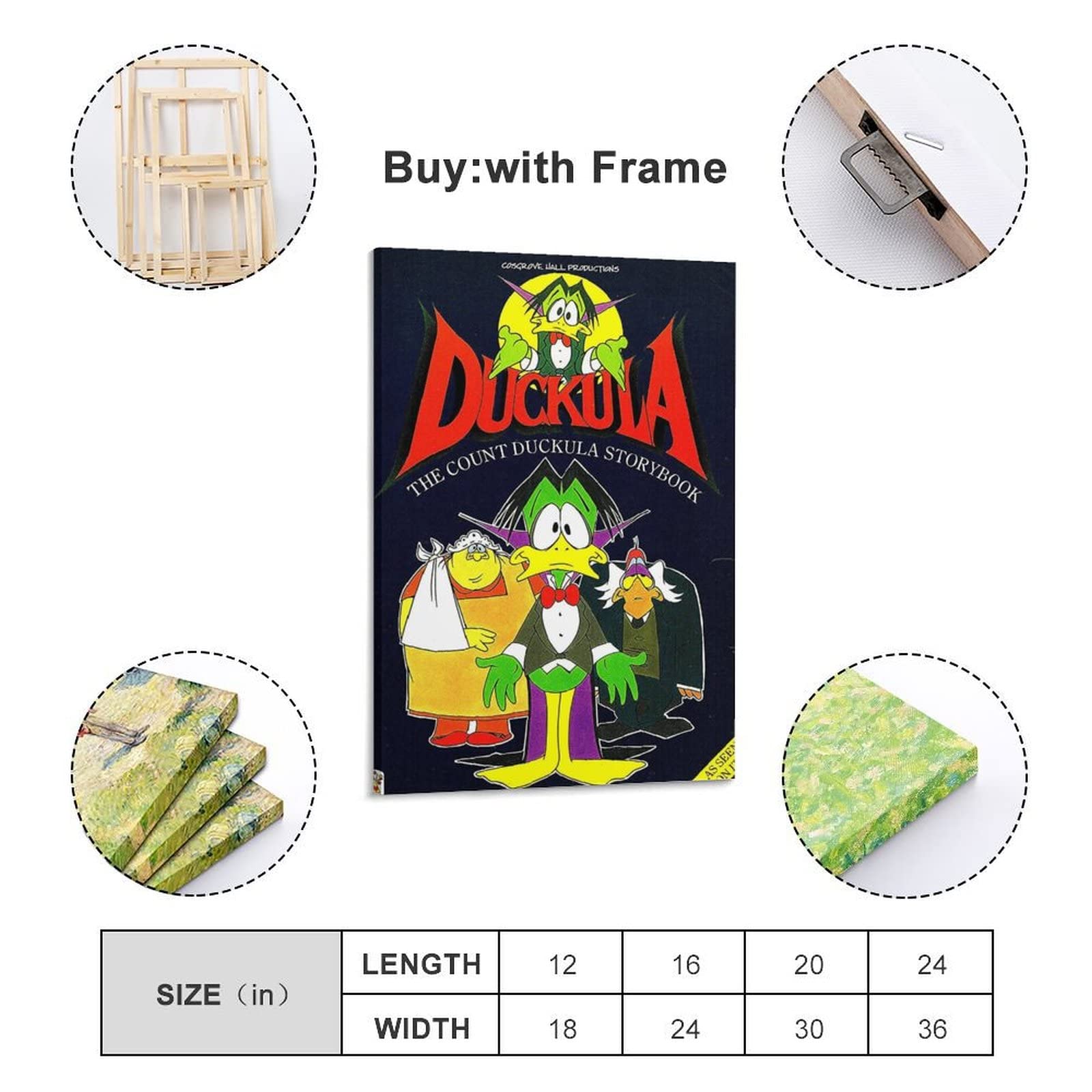 HONGLA Count Duckula TV Series Poster Anime Wall Art Painting Canvas Prints Decor Poster Art Art Art Poster (60 x 90 cm)