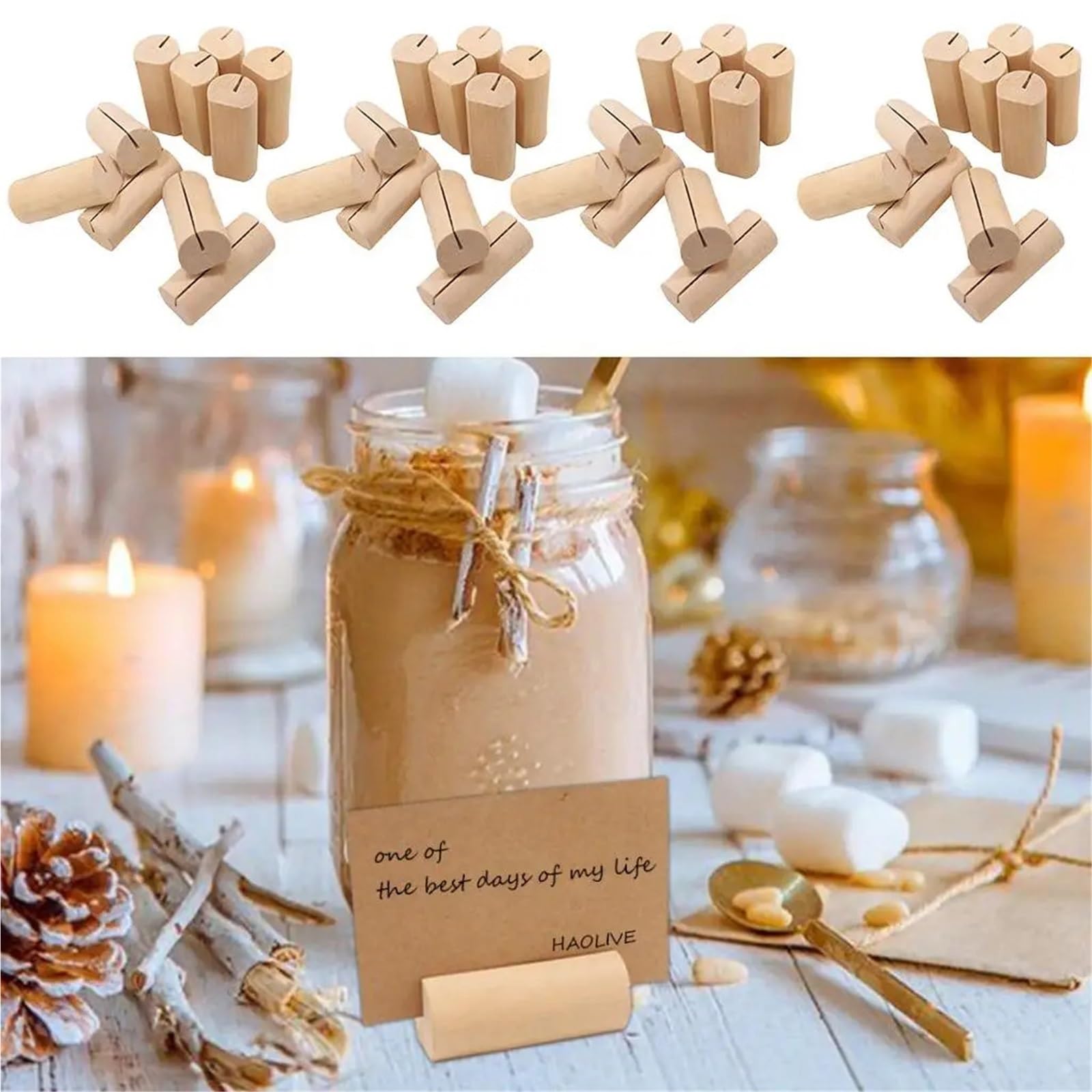 Memo-Clip-Halter, 100 Stück, Foto-Clip-Ständer aus Holz
