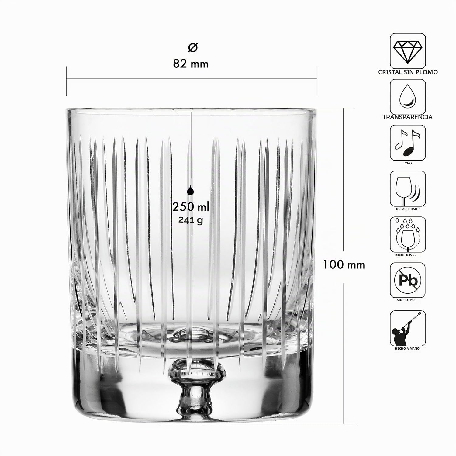 Krosno – Vasos para whisky, bourbon y escocés de 250 ml – Juego de 4 piezas – Colección Saga – 4 cortes diferentes – Hechos a mano – Cristal tallado – Ideal como regalo