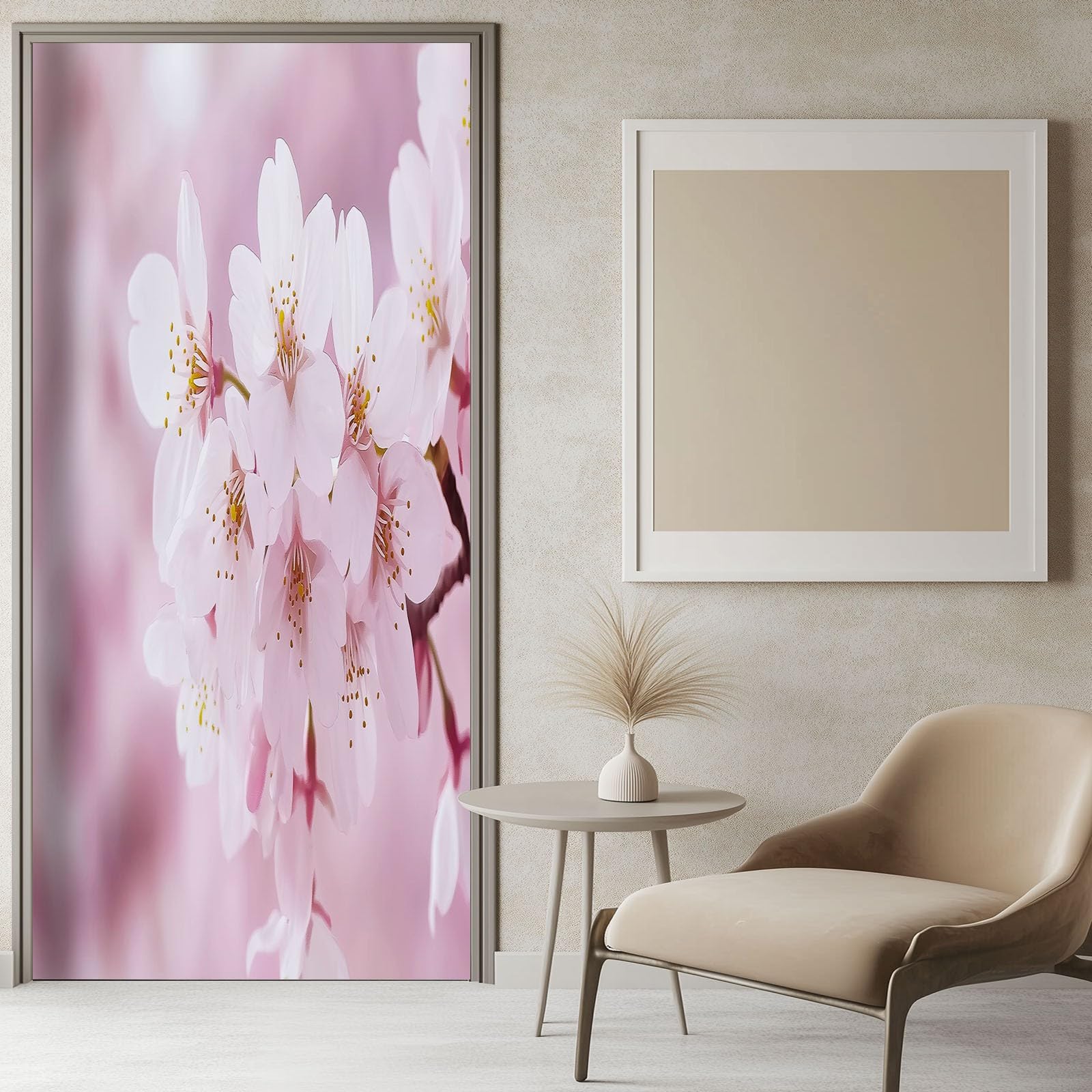 Porte autocollants affiche 83x204 cm grand sticker mural fleur cerisier décoration maison