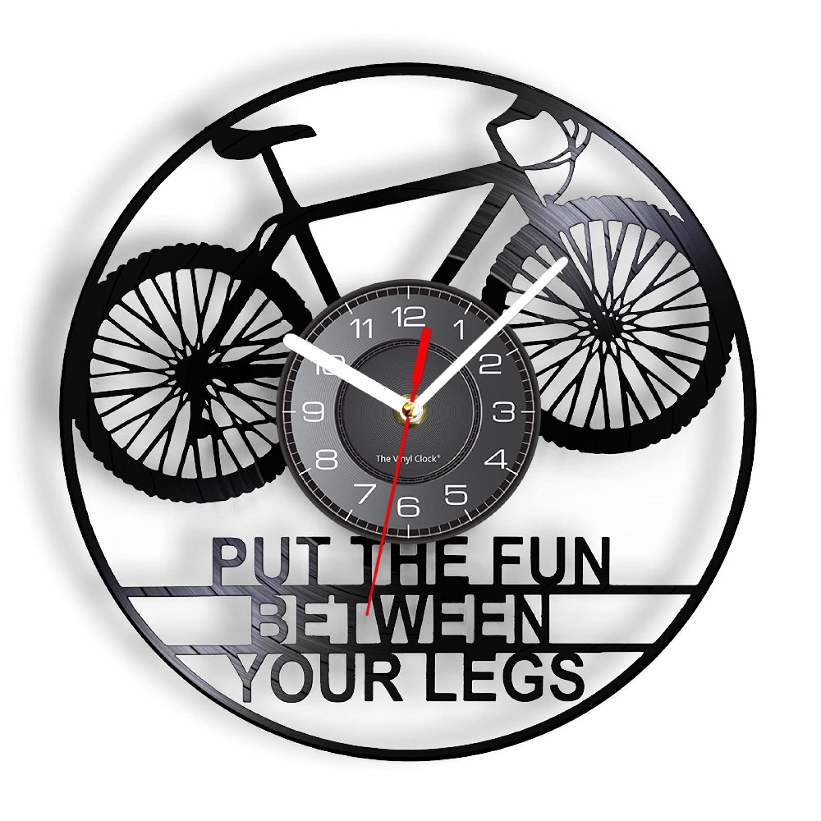 Guang trading12In Wall Clock Silent Non-ticking Put The Fun Between Your Legs Bicycle Retro Wall Clock Vinyl Record Lover Home Decor Biker Crafts Artwork