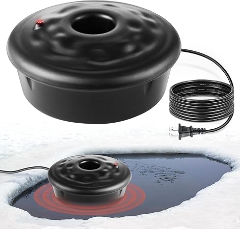 Dreyoo Floating Pond Heater, 100W Pond Deicer with 9.84 FT Cord, Thermostatically Control and Anti Sinking Ponds Heater for Outdoor Ponds with Fish, Winter Survival Solution for Pool Fish(Black)