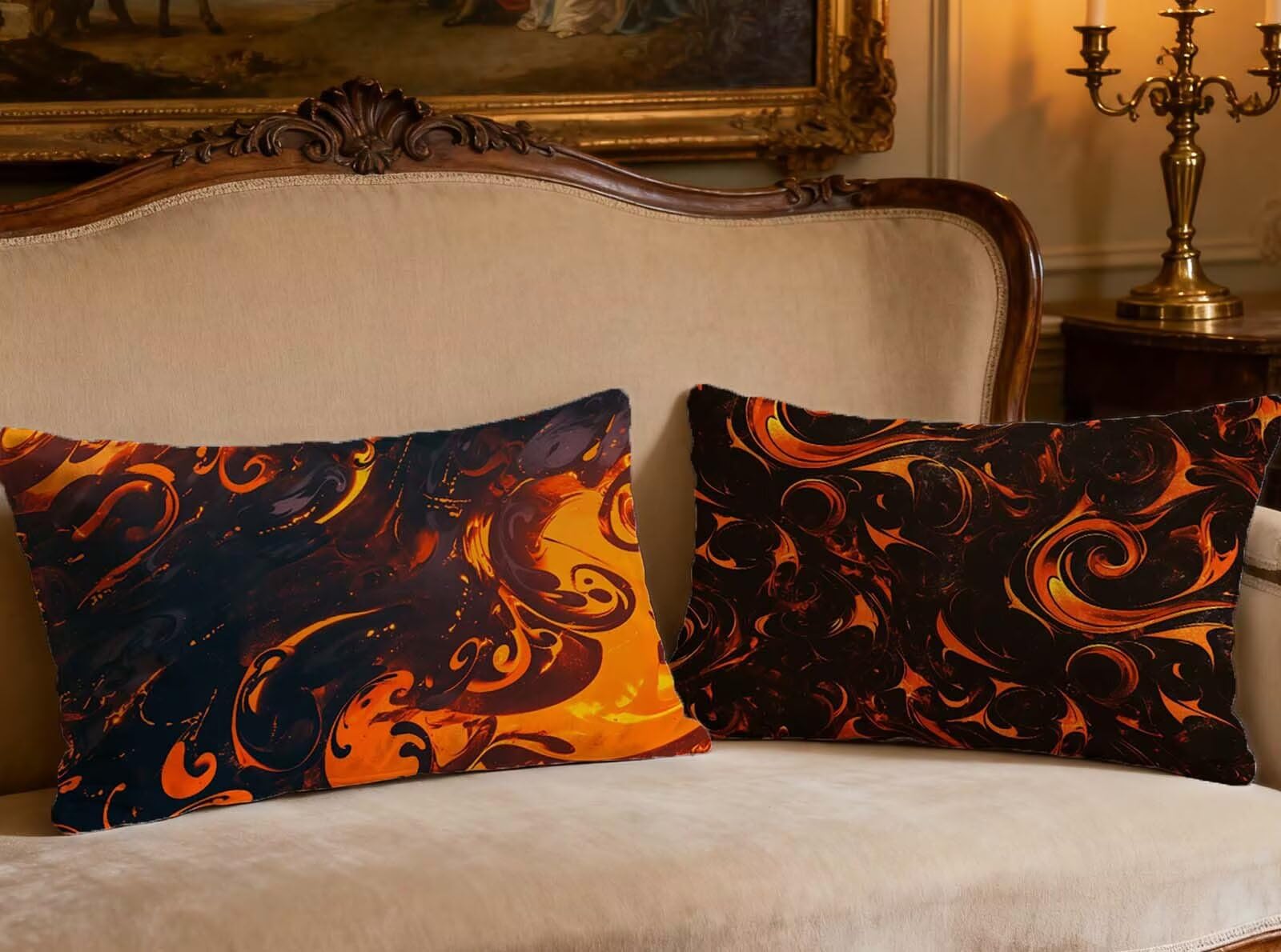 Housse de Coussin Orange Brûlé en Velours 80x100cm pour Rénover un Canapé Fatigué (Lot de 2)