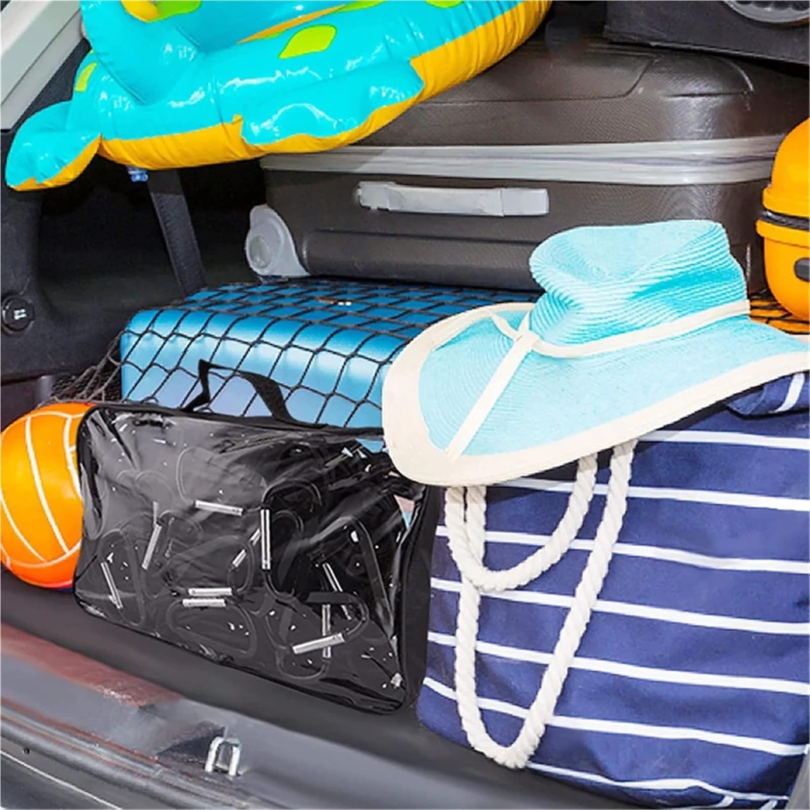 Rete per rimorchio con Corda Elastica Rete Elastica for riporre i Bagagli, for Bagagliaio di un'auto, 120x90 cm, for Auto da Viaggio