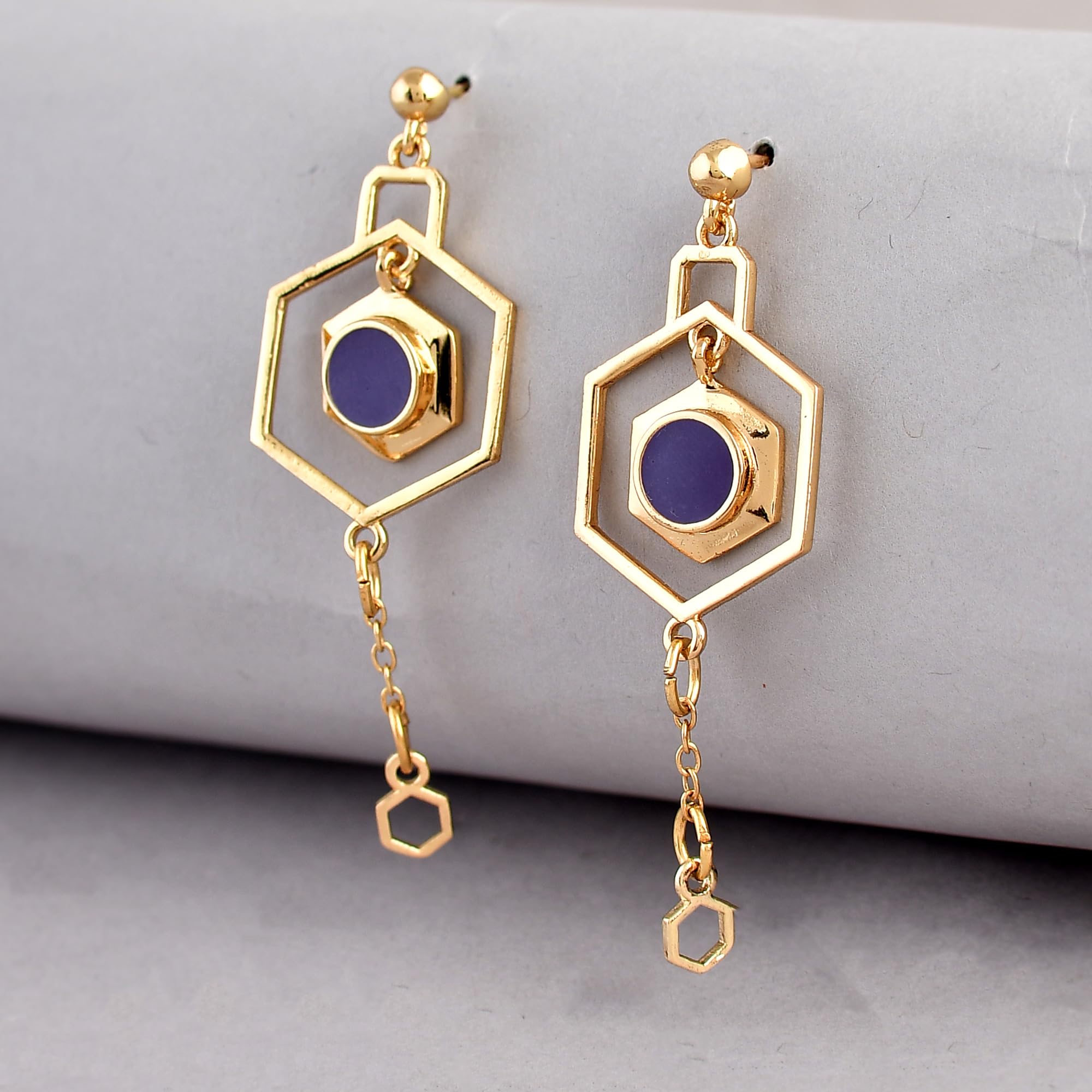 Benzene Purple Gem Drop Earrings