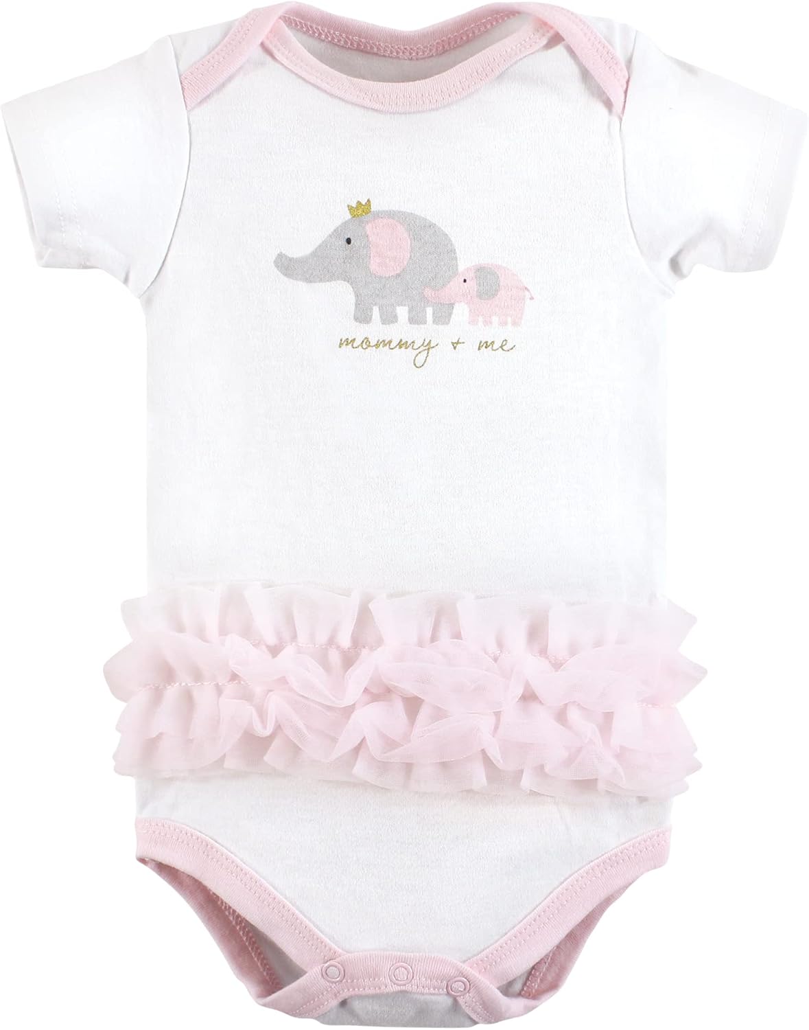Hudson Baby Unisex Baby Cotton Bodysuits, Pink Gray Elephant, 0-3 Months - Image 3