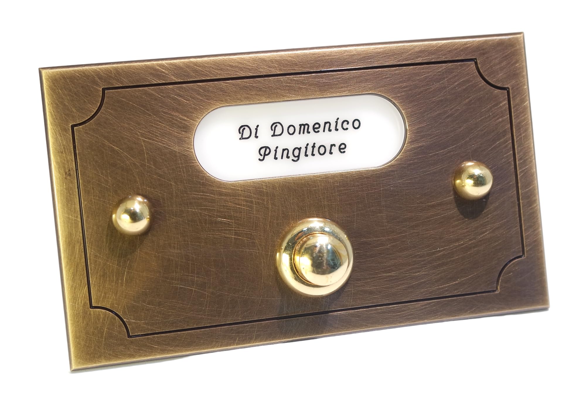 Neroni Mameli Campanello in Ottone Bronzato per Esterno abitazione - Porta Ingresso Casa, con Pulsante Elettrico - Modello Ottaviano - Made in Italy